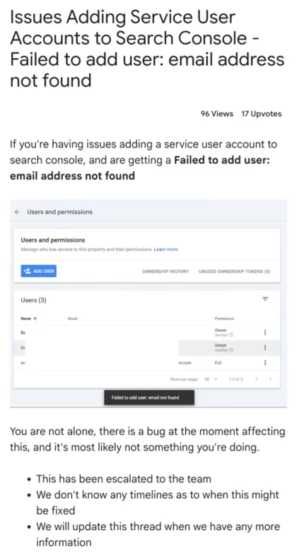 Google email not found Search Console and Analytics