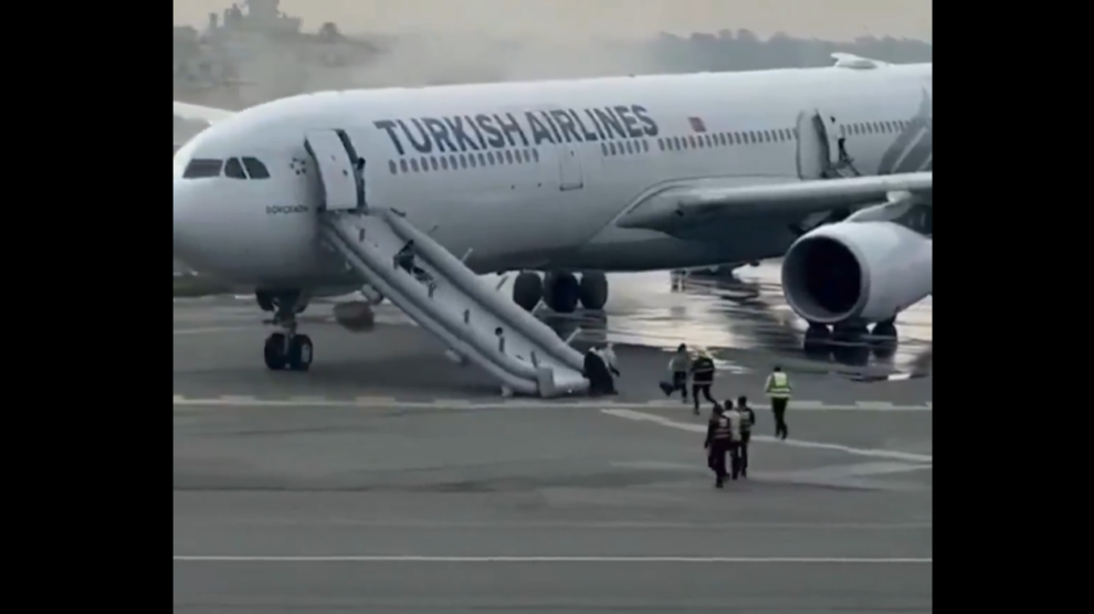 "Turkish Airlines plane evacuated after landing gear fire in Nepal