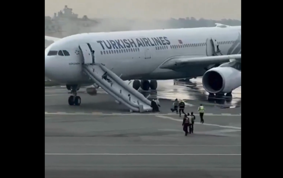 "Turkish Airlines plane evacuated after landing gear fire in Nepal