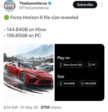 What is Forza Horizon 6's file size