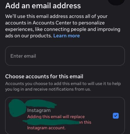 Instagram "Your email address may not be secure" Error