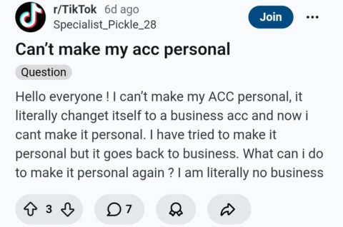 TikTok Switch Back to Personal accounts from business