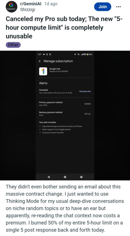 Google Gemini Usage Limits Cancel Pro Subscription