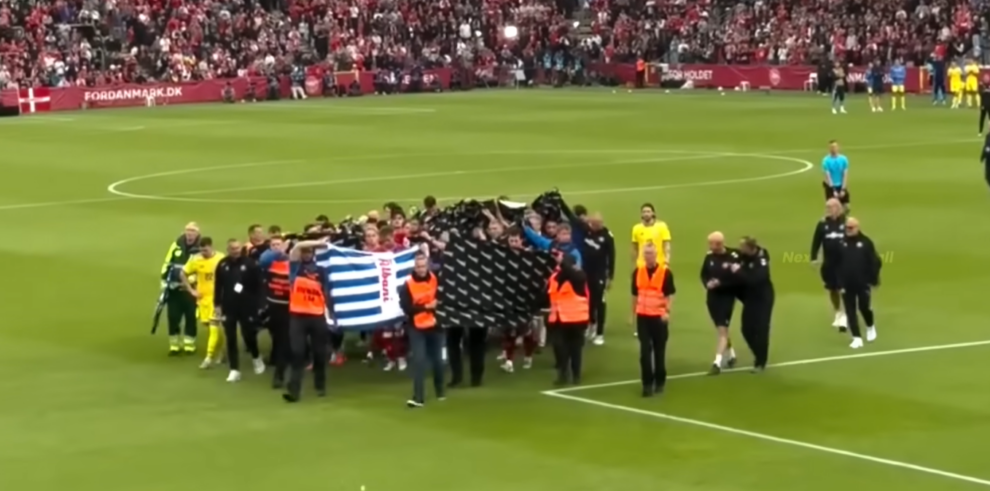 Denmark's Eriksen in 'good spirits' after collapsing during friendly
