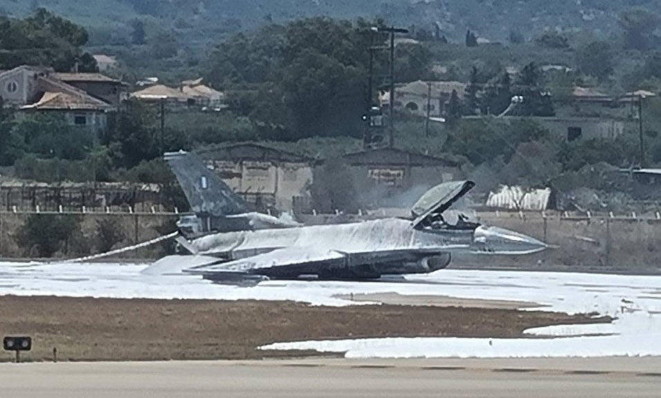 Greek F-16 catches fire after emergency landing at Zakynthos Airport