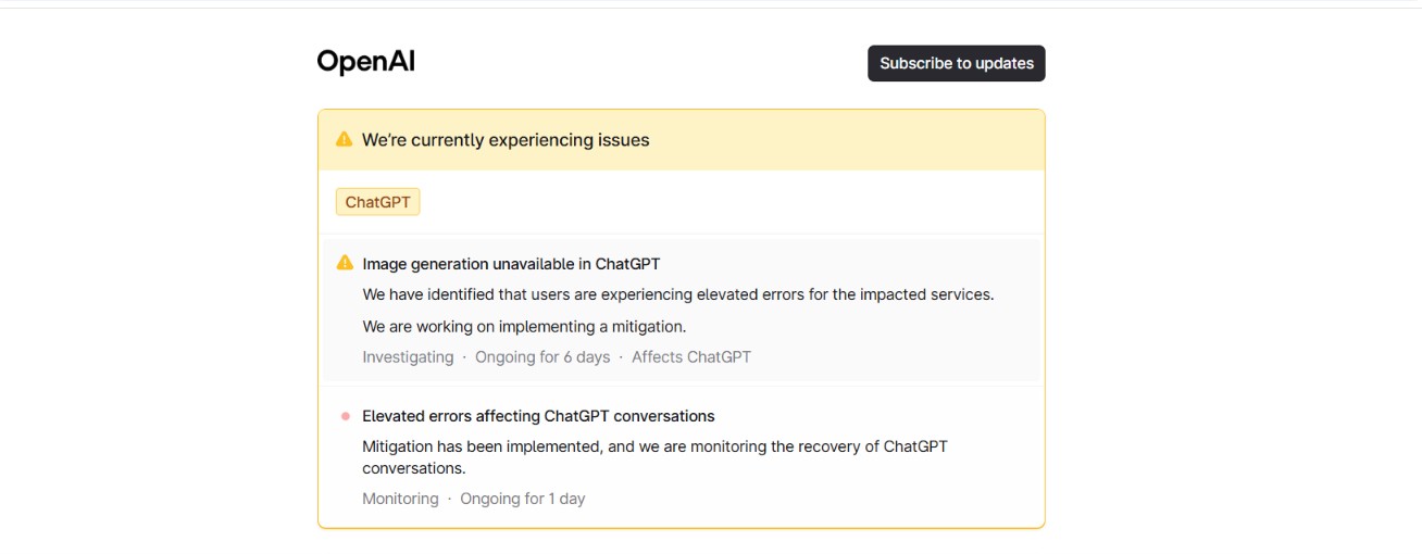 OpenAI ChatGPT image generation is down and not working