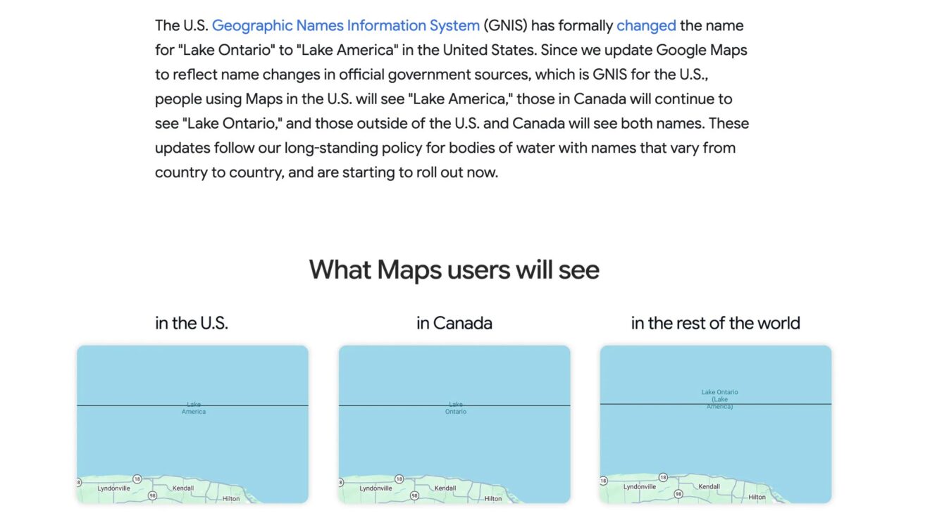 Google Maps changes Lake Ontario to ‘Lake America’ after Trump's order