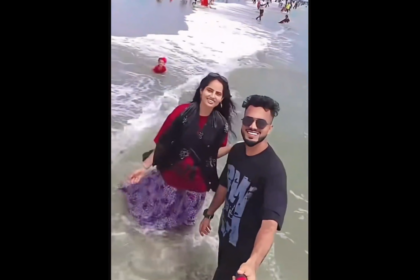 Parents making reel child waves
