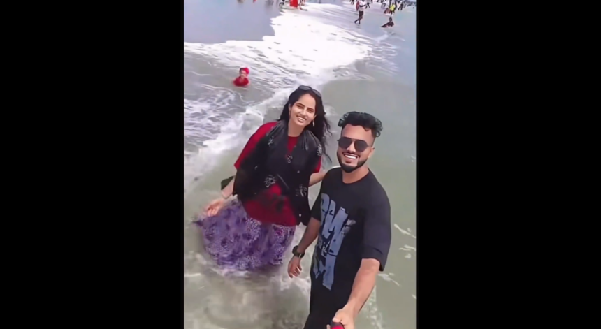 Parents making reel child waves